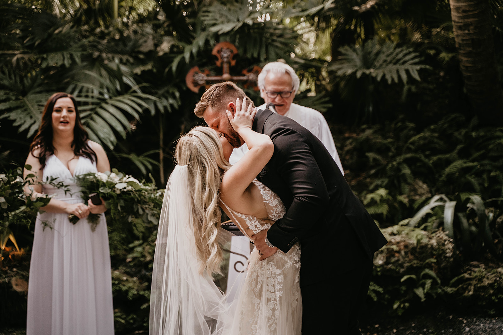 Cooper Estate Wedding Ceremony Photography First Kiss
