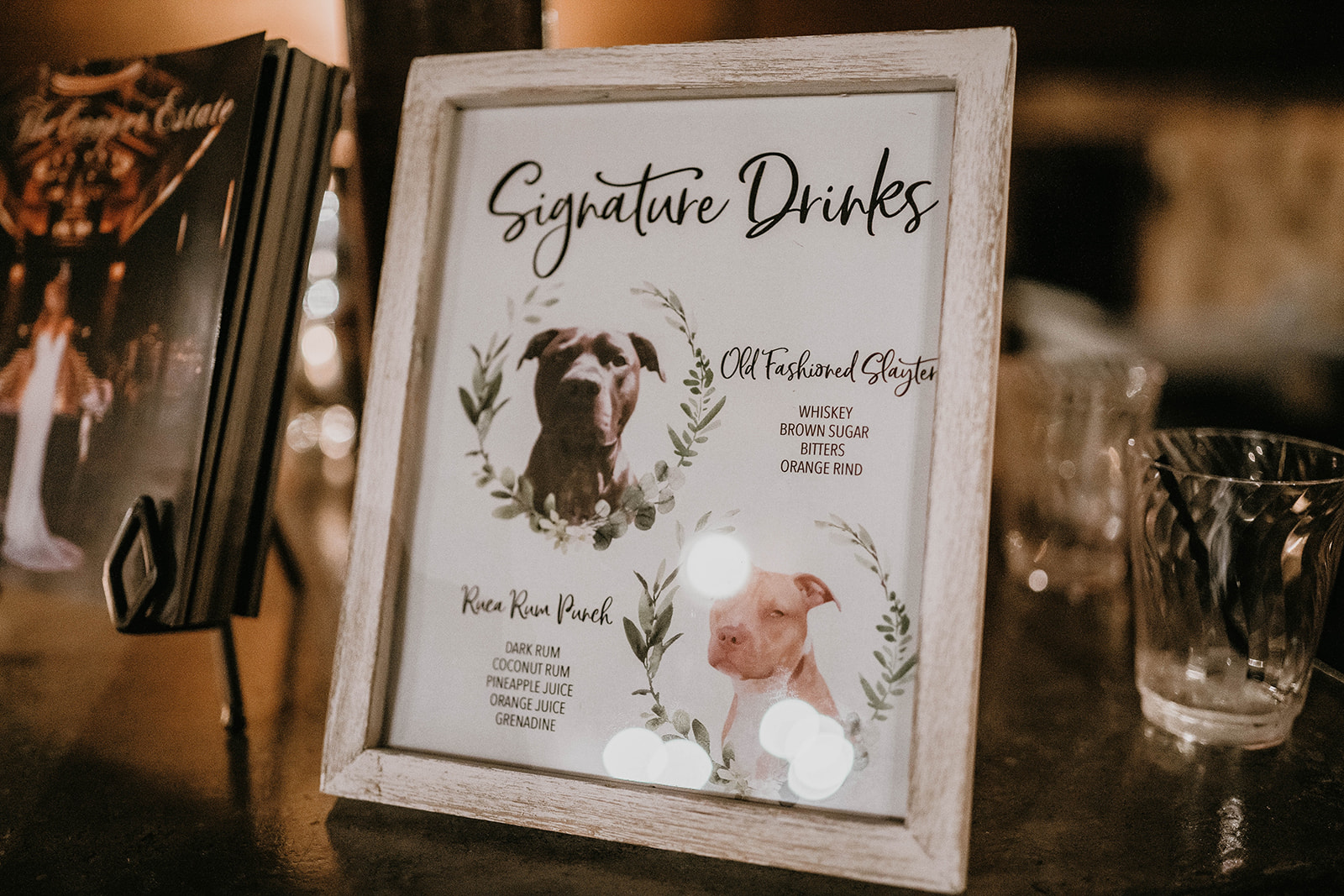 Signature Drinks with Pets Wedding Inspiration