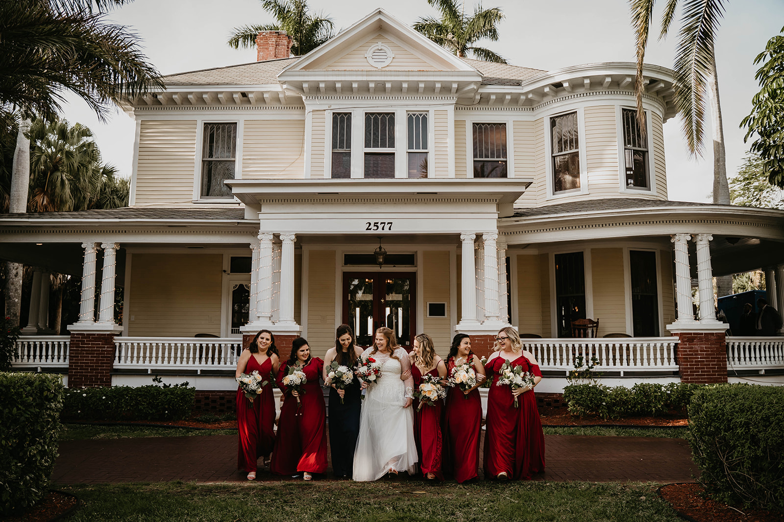 Colorful Bridal Party Wedding Portraits at The Heitman House