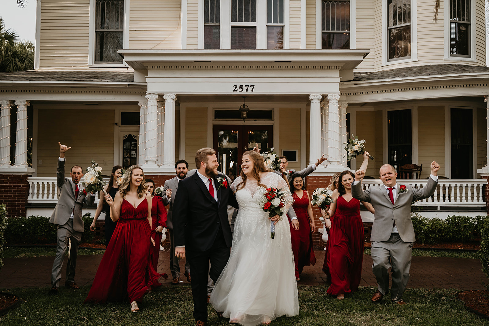 Colorful Bridal Party Wedding Portraits at The Heitman House