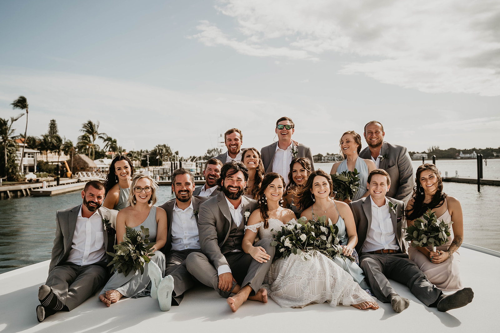 Waterfront Boat Bridal Party Wedding Portraits