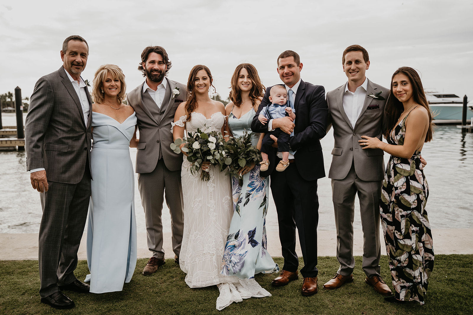Waterfront Boat Family Formal Wedding Portraits