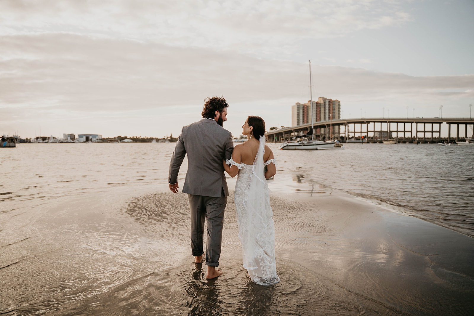 Waterfront Dock Bride and Groom Wedding Portraits