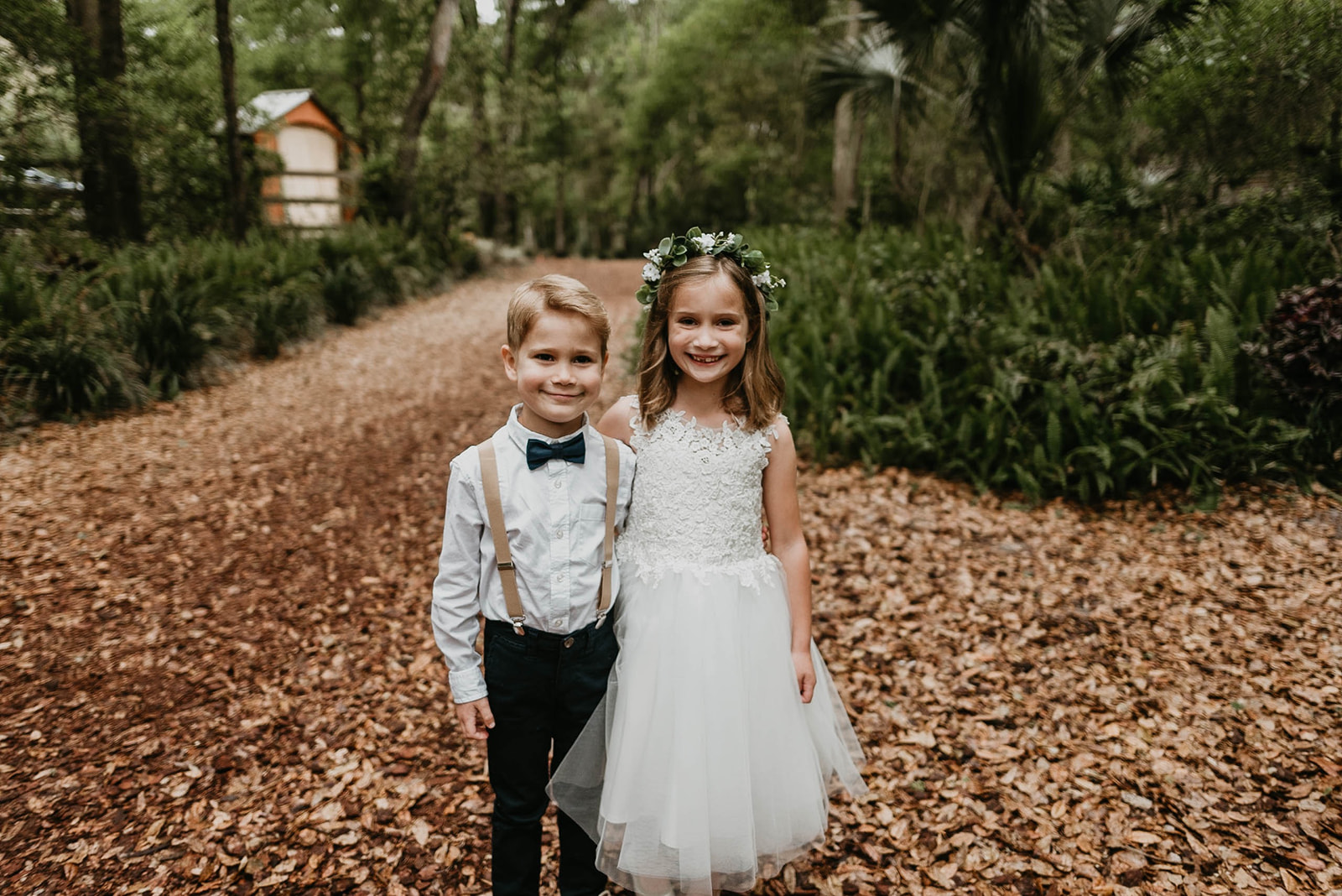 Rustic Flower Girl and Ring Bearer Wedding Photography
