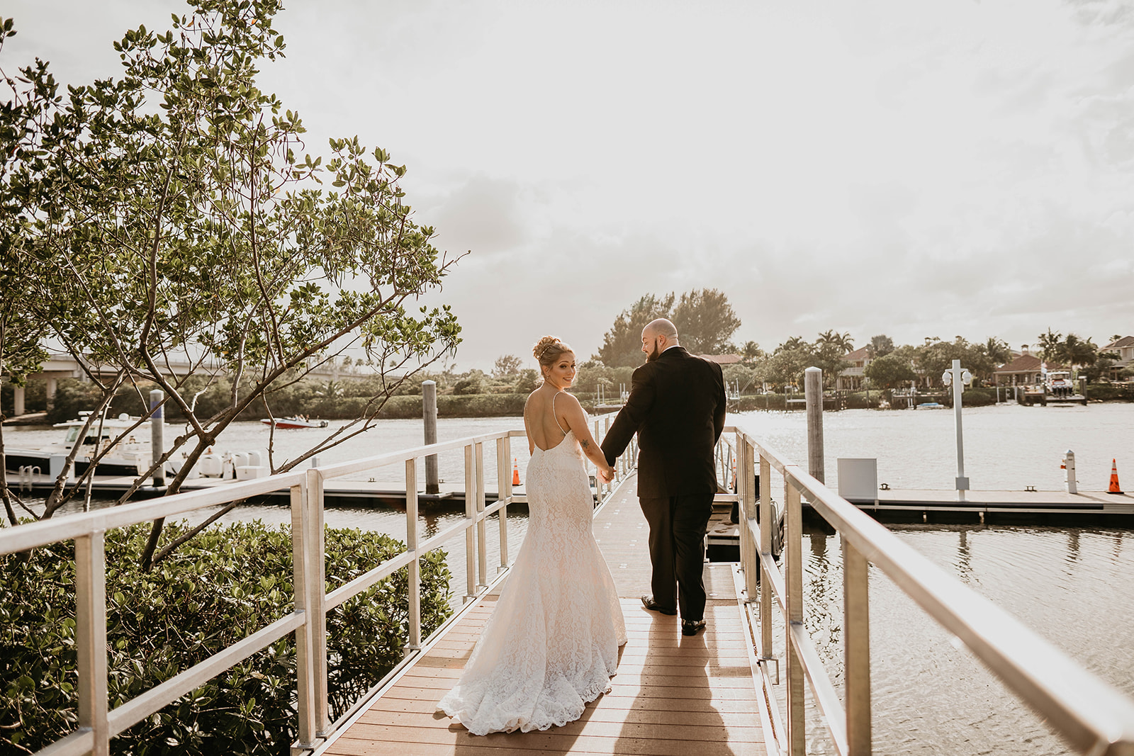 Waterfront Bride and Groom Wedding Portrait Photography