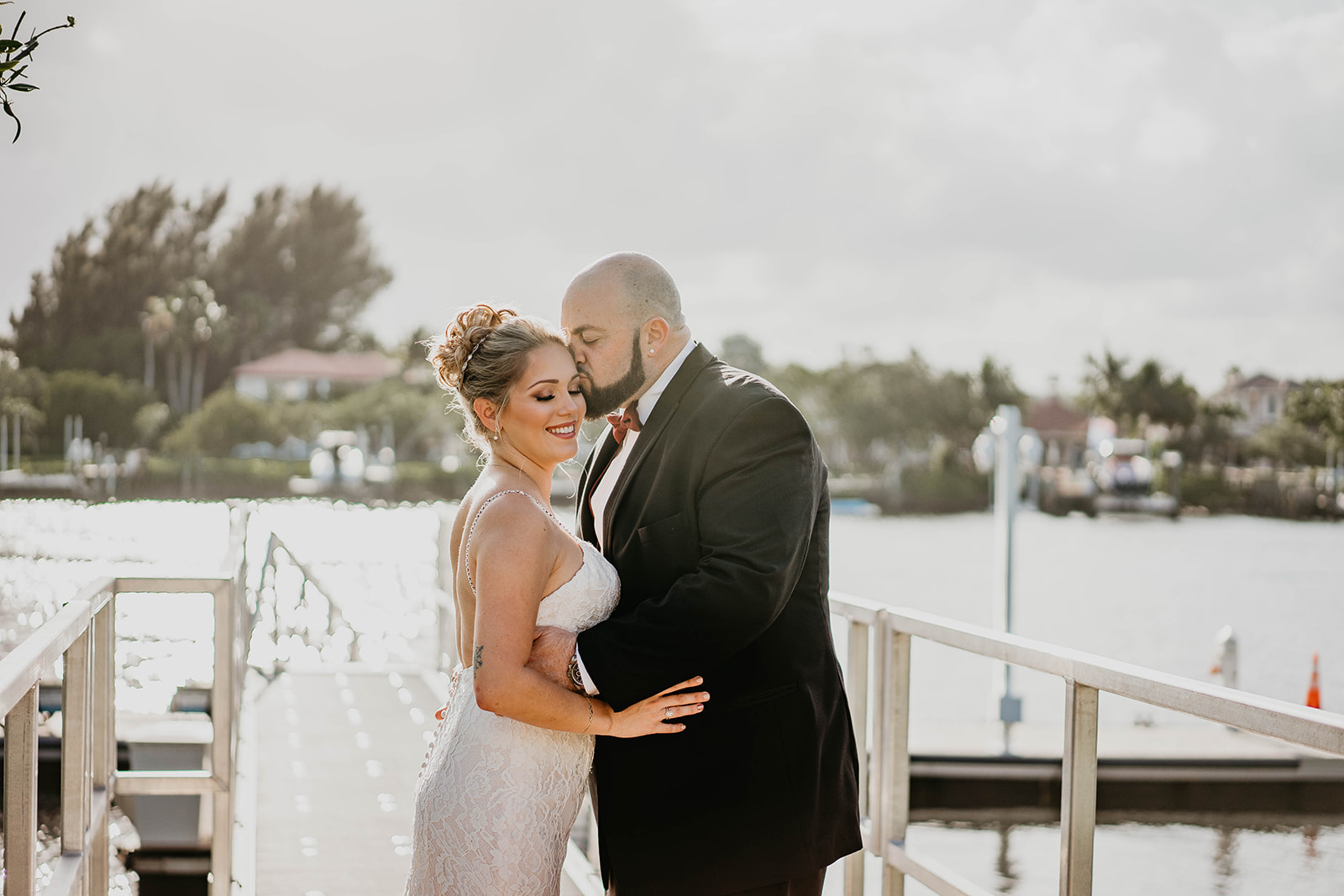 Waterfront Bride and Groom Wedding Portrait Photography