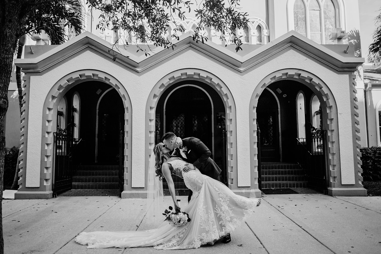 West Palm Beach Florida Bride and Groom Church Wedding Portrait Photography