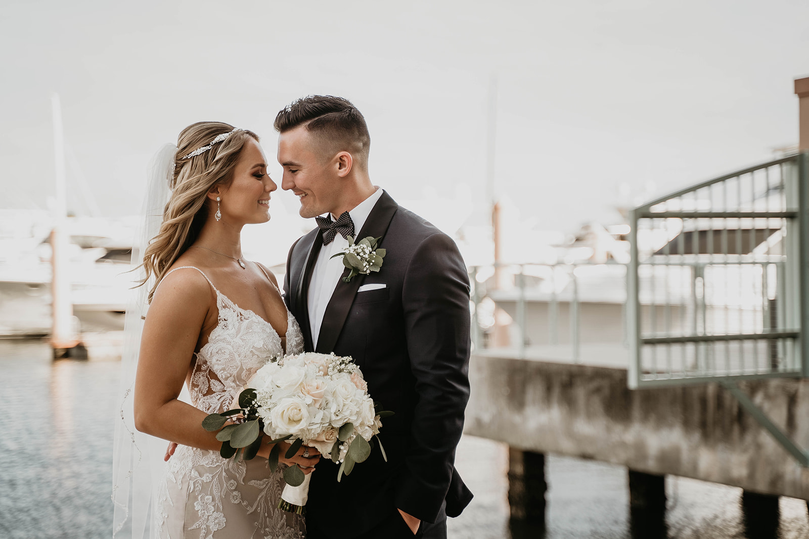 West Palm Beach Florida Bride and Groom Waterfront Wedding Portrait Photography