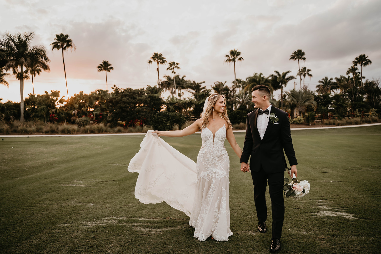West Palm Beach Florida Bride and Groom Golf Course Wedding Portrait Photography