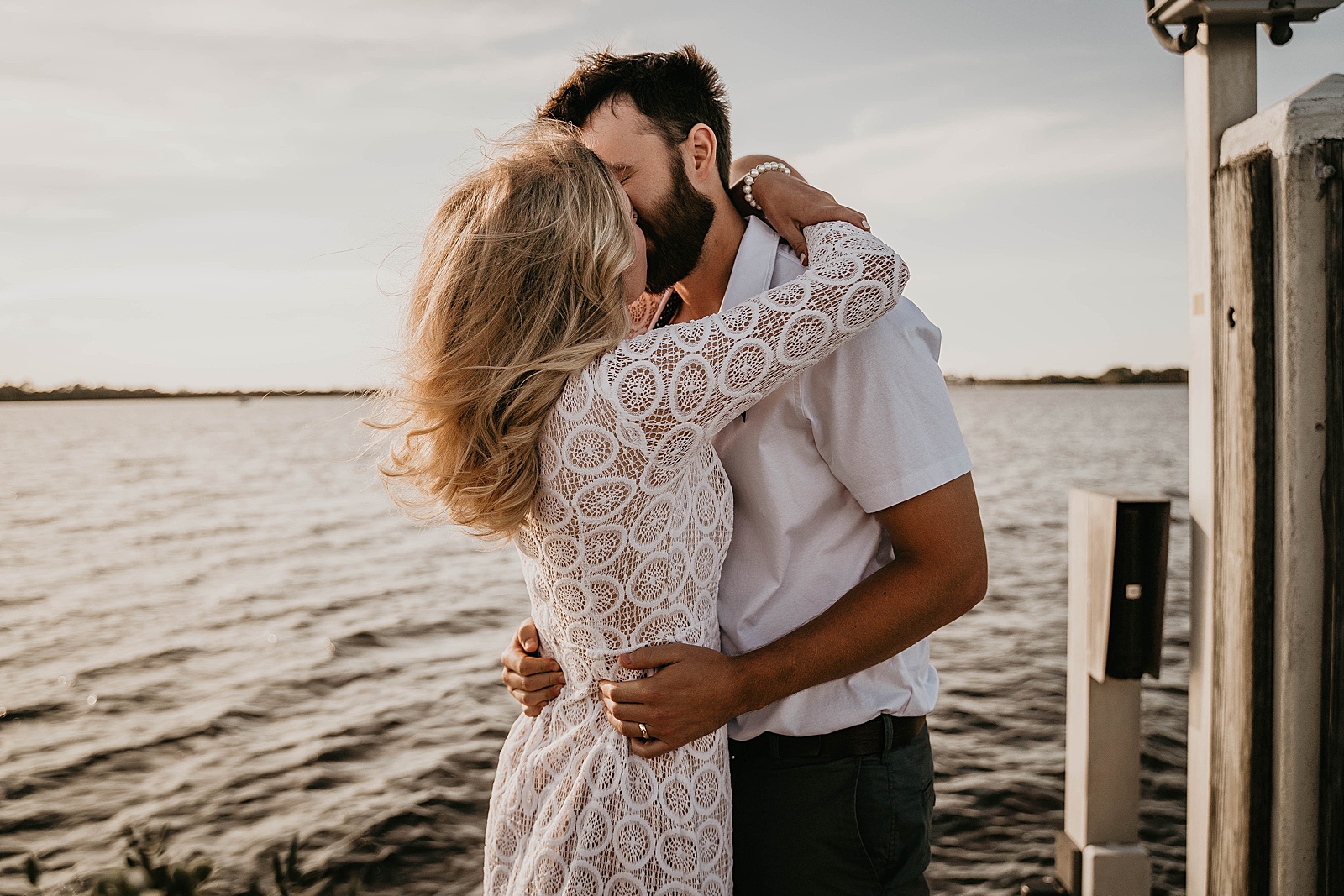 South Florida Waterfront Elopement ceremony first kiss captured by South Florida Elopement Photographer, Krystal Capone Photography