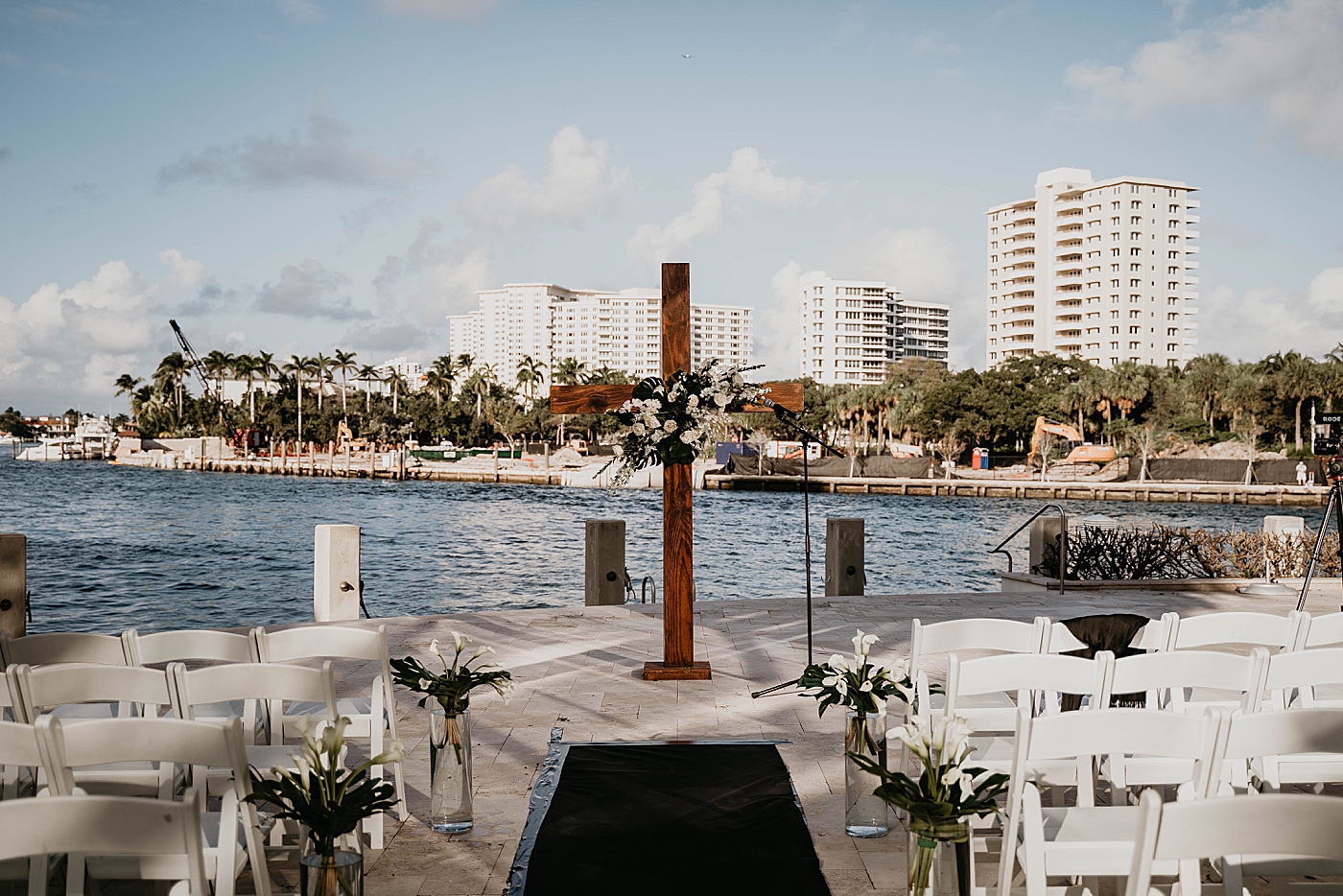 Floral cross Ceremony Detail Shot Waterstone Resort and Marina Wedding captured by South Florida Wedding Photographer Krystal Capone Photography