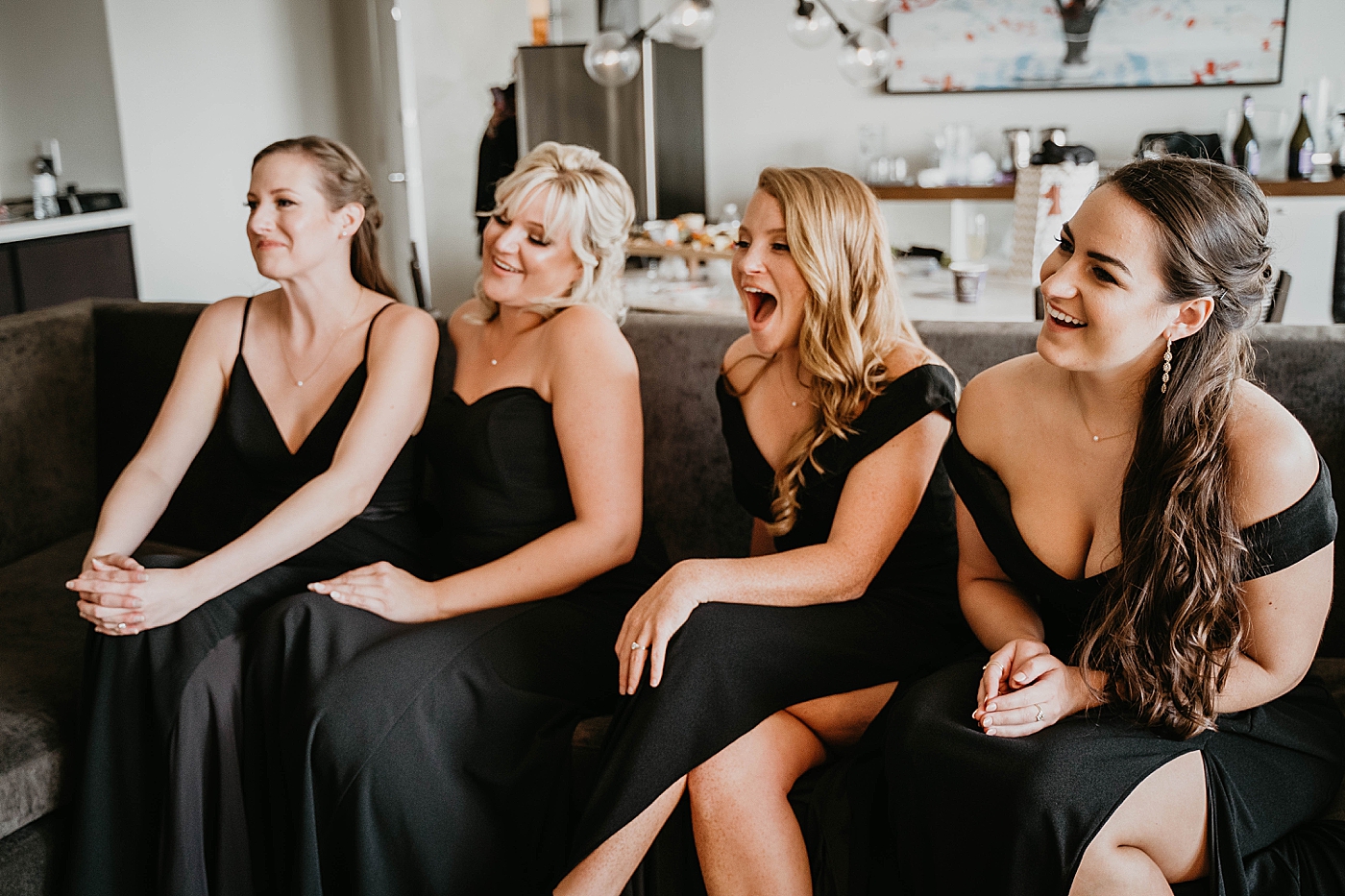 Bridesmaids' reaction to Bride in dress Waterstone Resort and Marina Wedding captured by South Florida Wedding Photographer Krystal Capone Photography