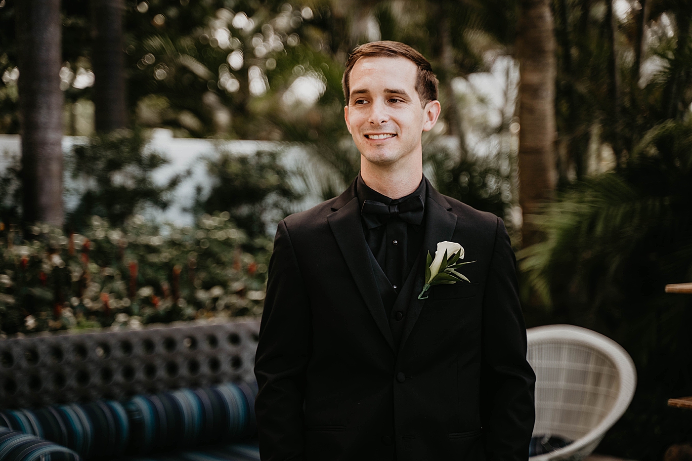 Groom awaiting Bride Ceremony Waterstone Resort and Marina Wedding captured by South Florida Wedding Photographer Krystal Capone Photography