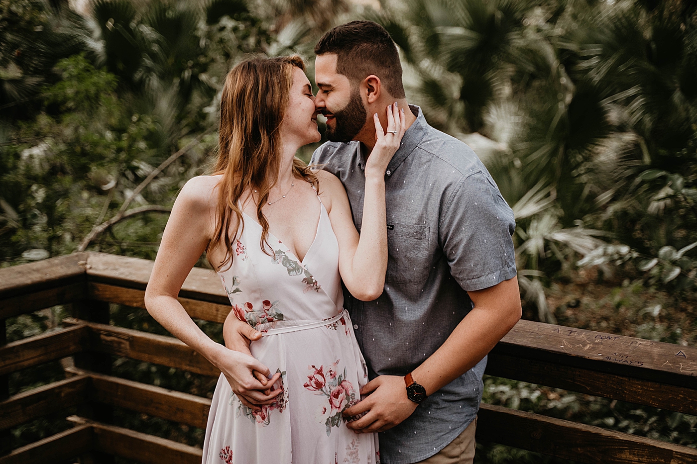 Couple about to kiss Delray Oaks Engagement Photography captured by South Florida Engagement Photographer Krystal Capone Photography