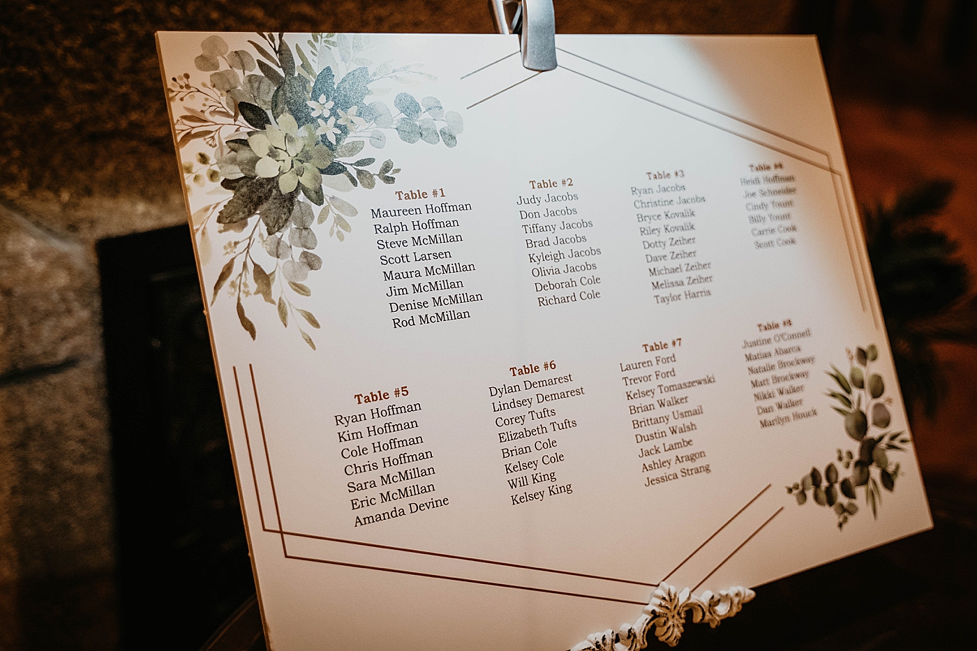 Seating chart detail shot The Estate on the Halifax Wedding Photography captured by South Florida Wedding Photographer Krystal Capone Photography 