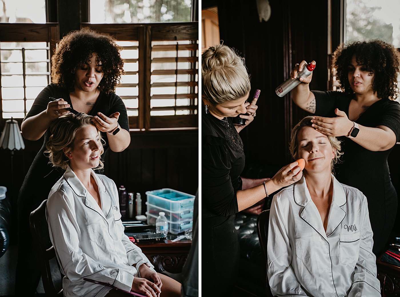 Bride getting hair and makeup done detail shot The Estate on the Halifax Wedding Photography captured by South Florida Wedding Photographer Krystal Capone Photography 