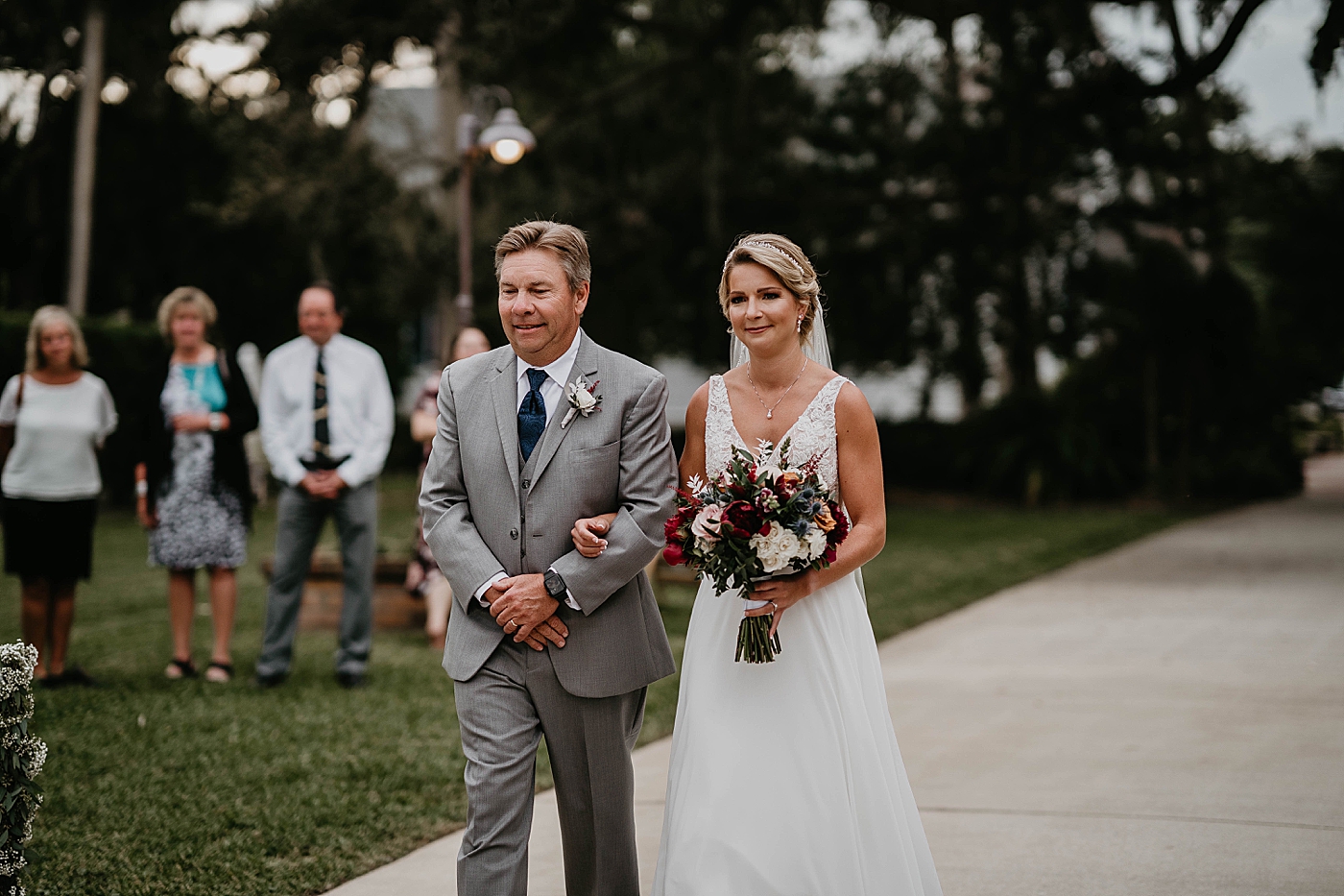 father and Bride entering Ceremony The Estate on the Halifax Wedding Photography captured by South Florida Wedding Photographer Krystal Capone Photography 