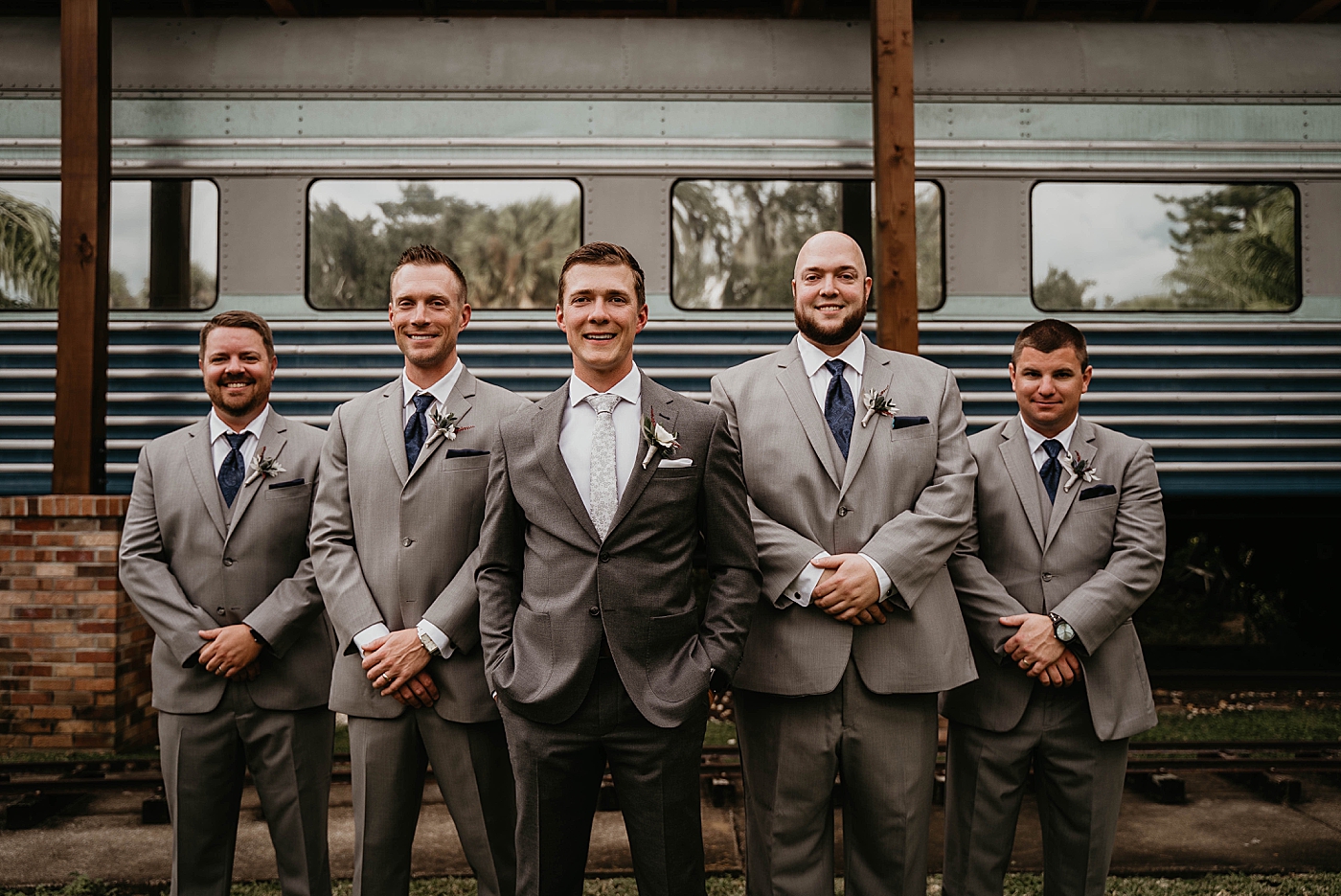 Groom with Groomsmen portrait The Estate on the Halifax Wedding Photography captured by South Florida Wedding Photographer Krystal Capone Photography 