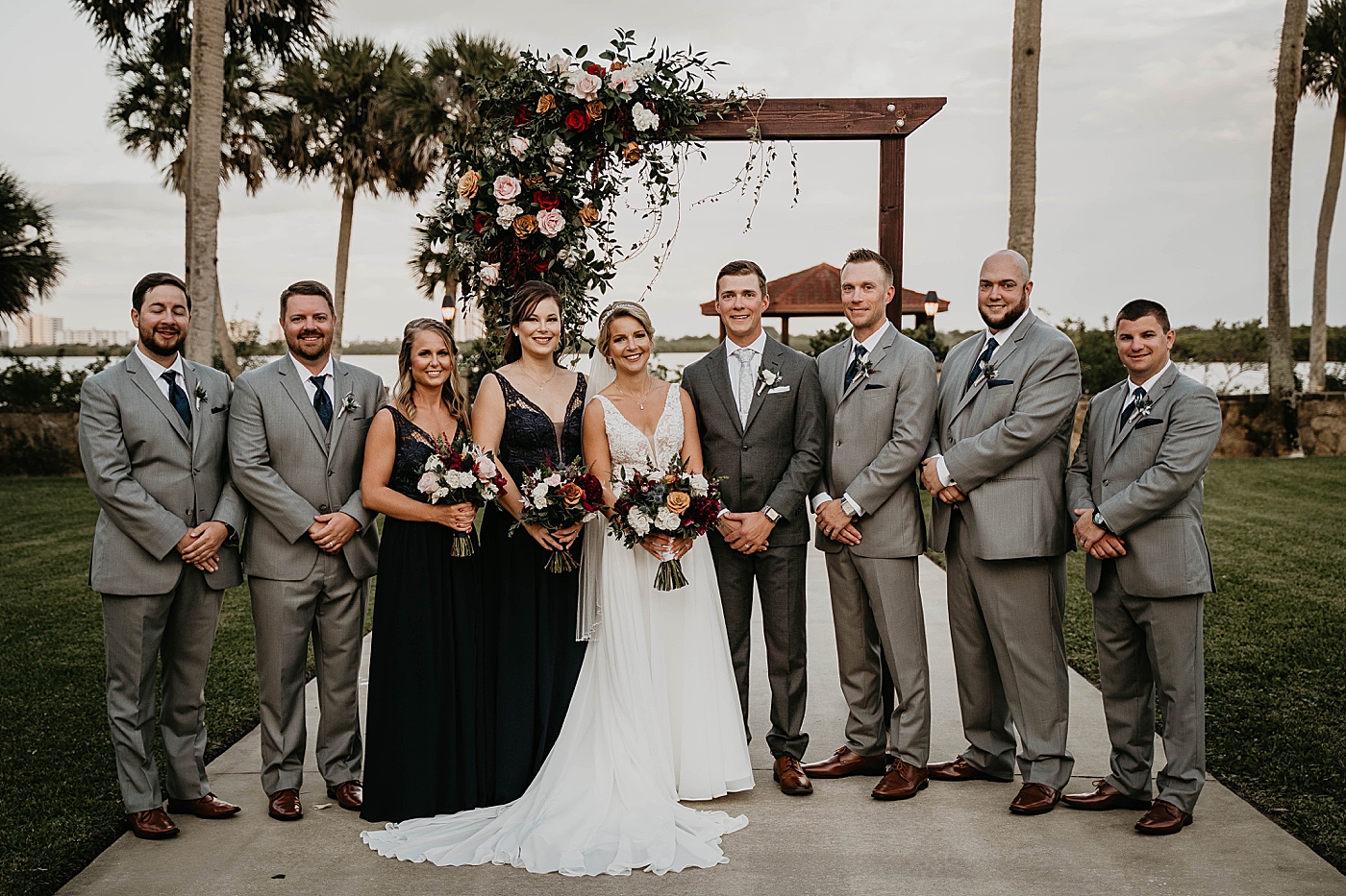 Bride and Groom and wedding party portrait The Estate on the Halifax Wedding Photography captured by South Florida Wedding Photographer Krystal Capone Photography 