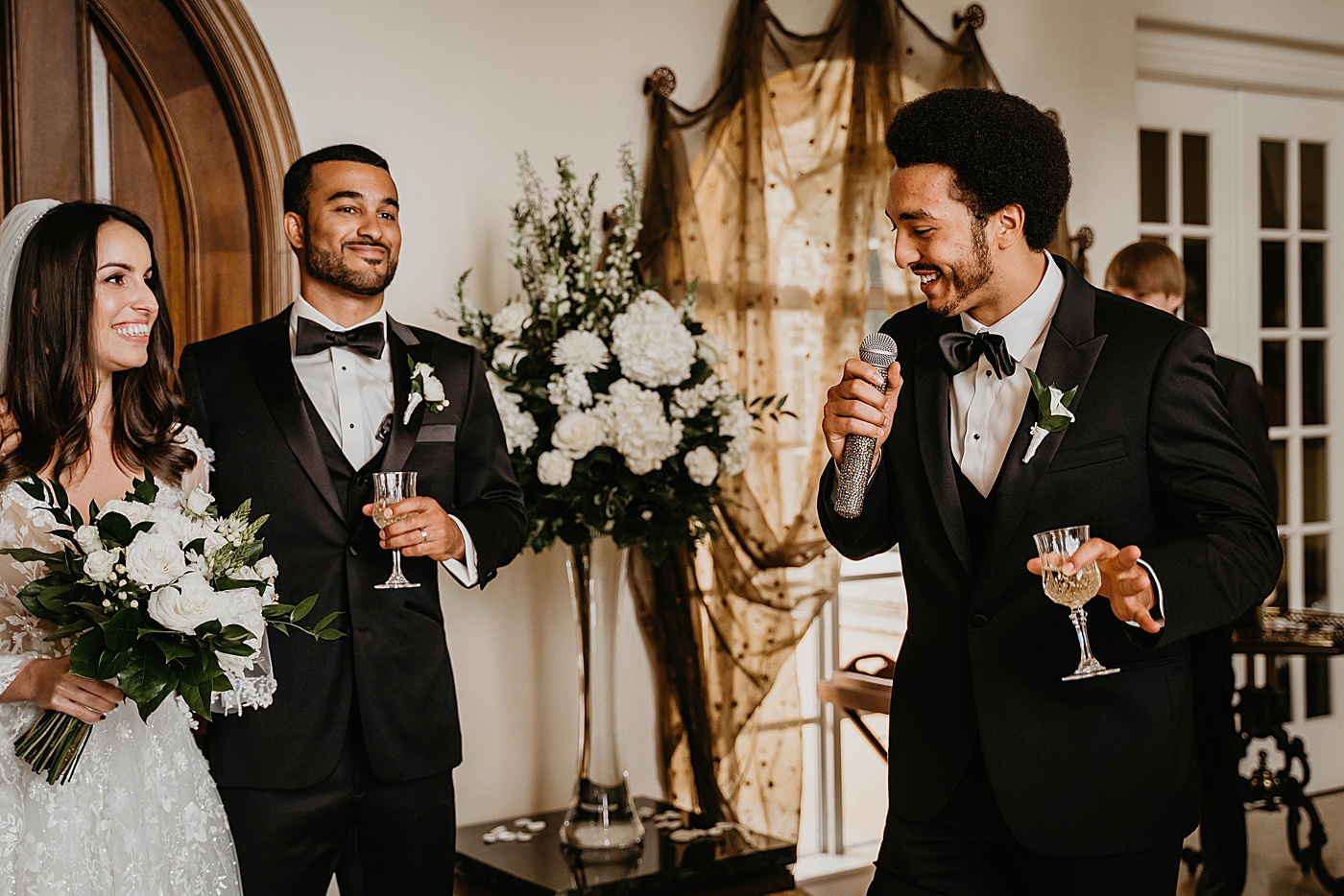 Best man speech Reception Intimate Home Wedding captured by South Florida Wedding Photographer Krystal Capone Photography