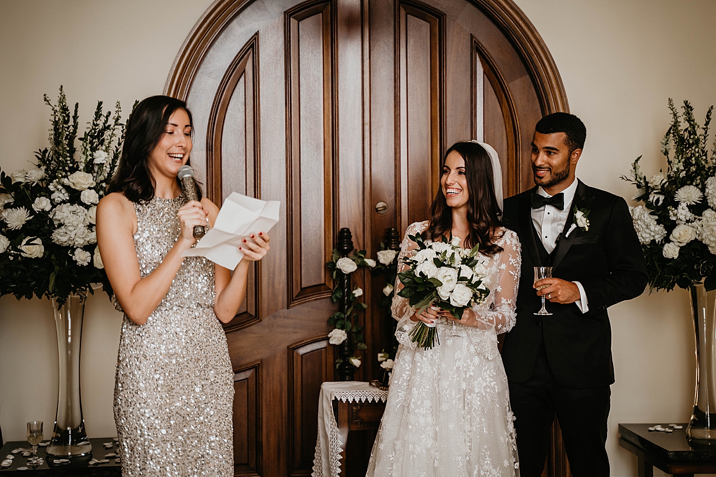 Maid of Honor speech Intimate Home Wedding captured by South Florida Wedding Photographer Krystal Capone Photography