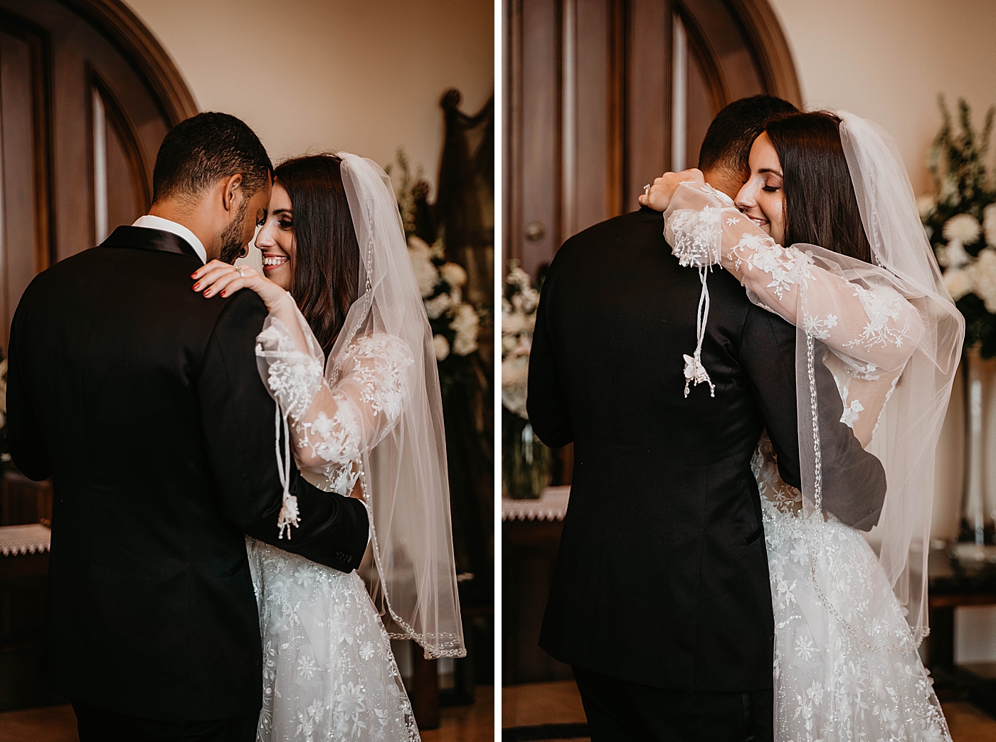 Bride and Groom having their first dance Intimate Home Wedding captured by South Florida Wedding Photographer Krystal Capone Photography