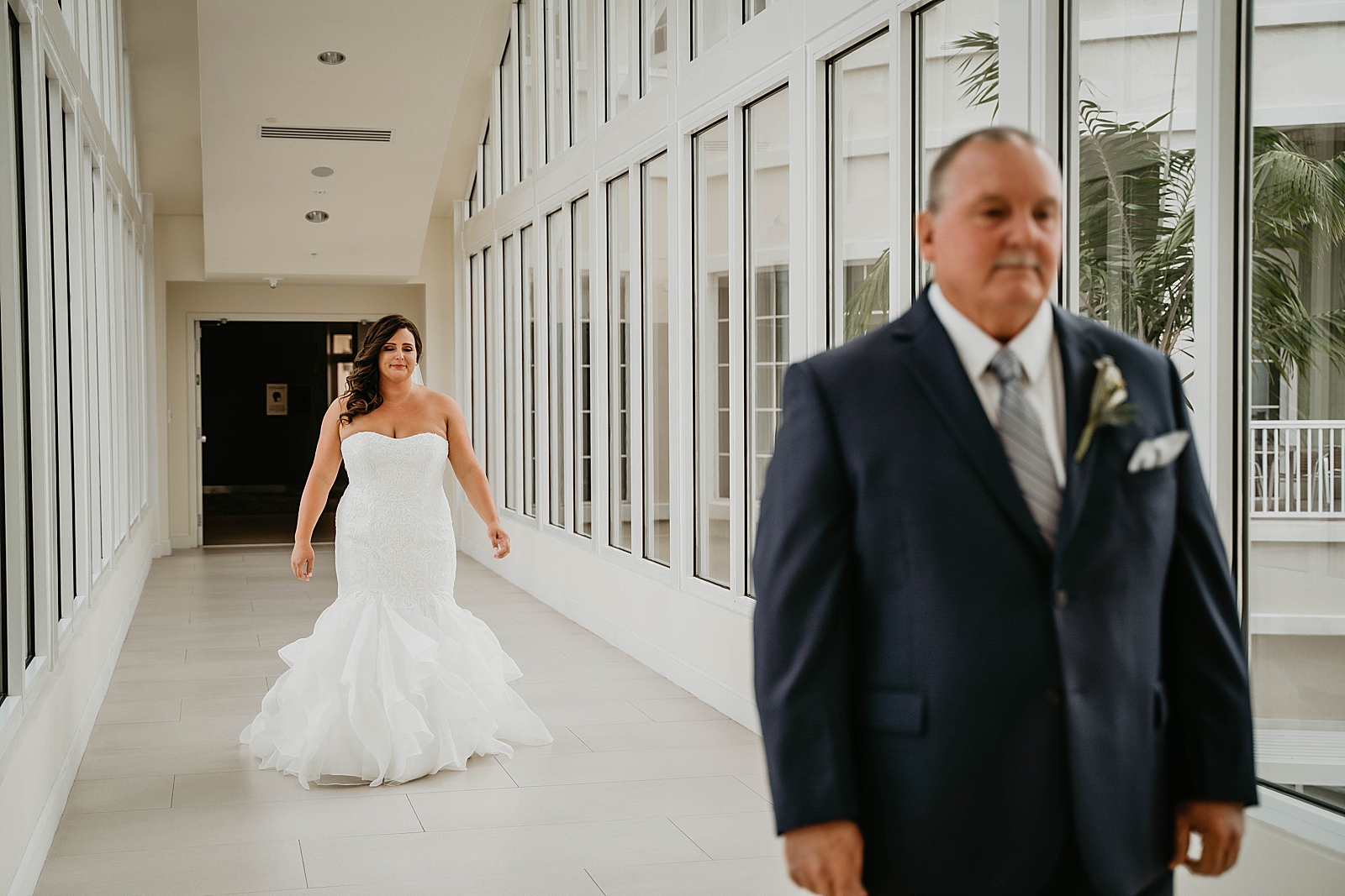Father daughter first look Jupiter Lighthouse Wedding Photography captured by South Florida Wedding Photographer Krystal Capone Photography