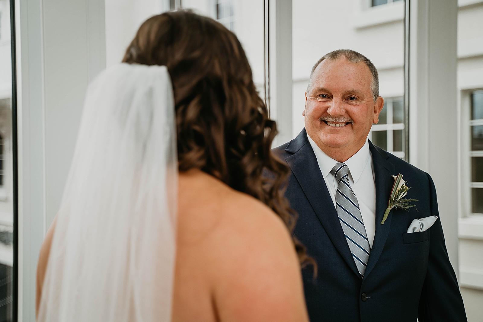 Father happy at first look Jupiter Lighthouse Wedding Photography captured by South Florida Wedding Photographer Krystal Capone Photography