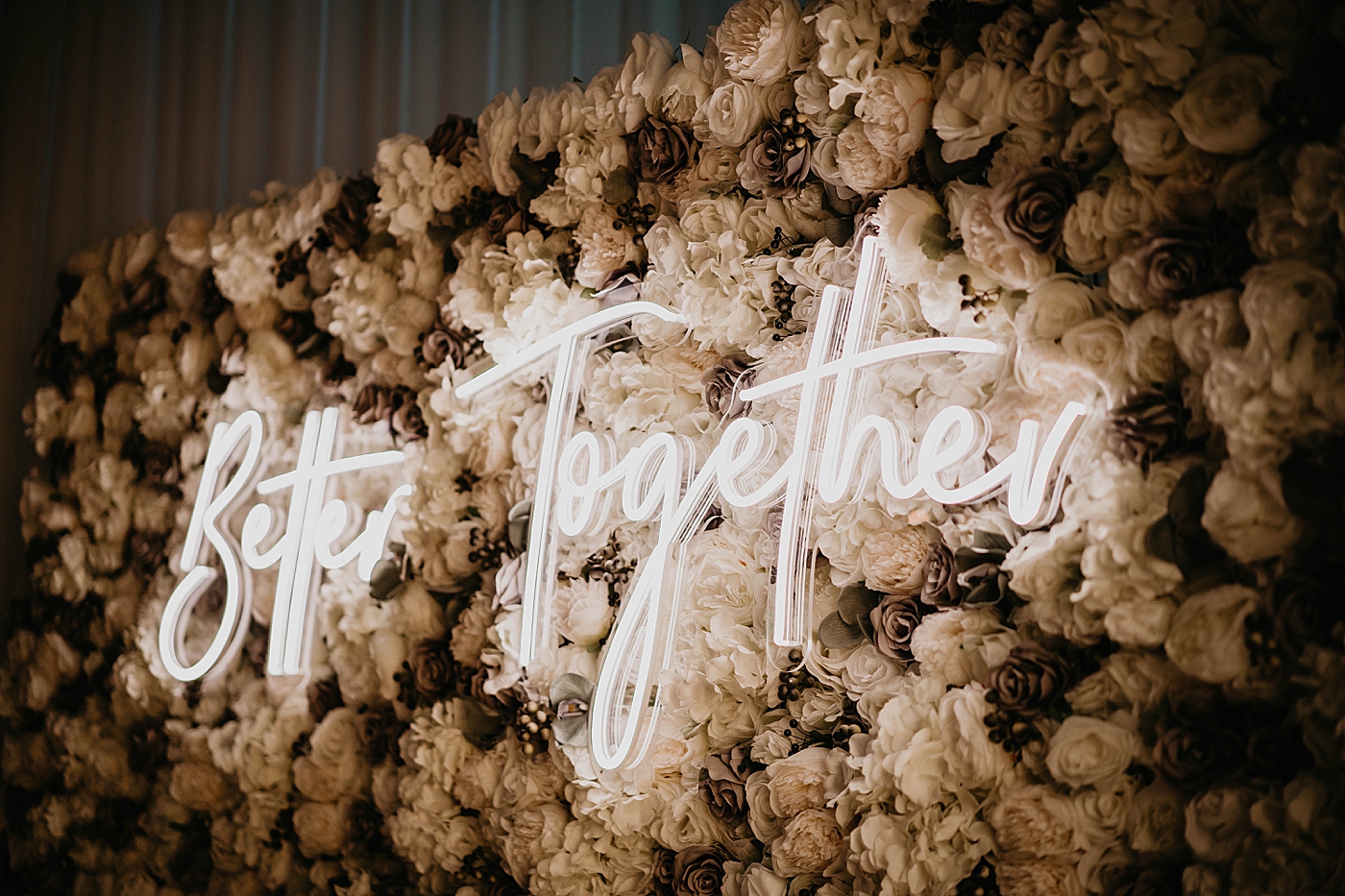 Flower "Better Together" sign Lavan Venue Wedding Photography captured by South Florida Wedding Photographer Krystal Capone Photography