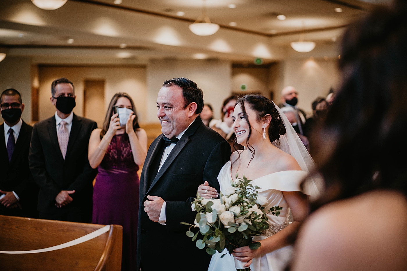 Father and Bride entering Ceremony audience standing Lavan Venue Wedding Photography captured by South Florida Wedding Photographer Krystal Capone Photography