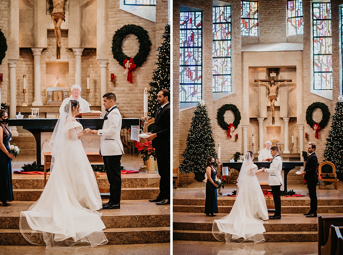 Bride and Groom at the alter holding hands homily Ceremony Lavan Venue Wedding Photography captured by South Florida Wedding Photographer Krystal Capone Photography