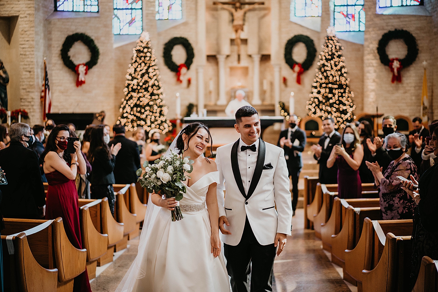 Bride and Groom exiting the Ceremony Lavan Venue Wedding Photography captured by South Florida Wedding Photographer Krystal Capone Photography