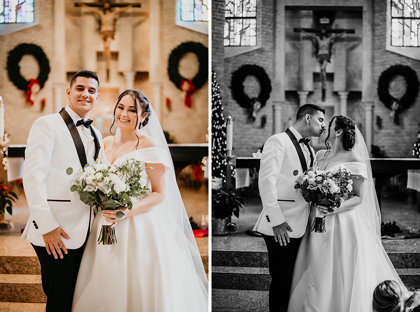 Bride and Groom portrait inside church Lavan Venue Wedding Photography captured by South Florida Wedding Photographer Krystal Capone Photography