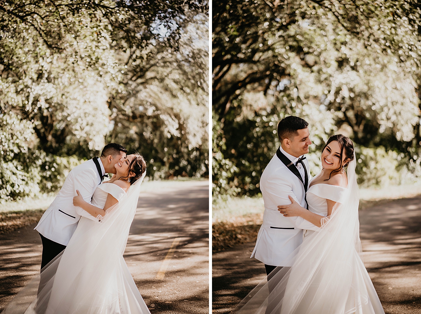 Bride and Groom dipping outside Lavan Venue Wedding Photography captured by South Florida Wedding Photographer Krystal Capone Photography