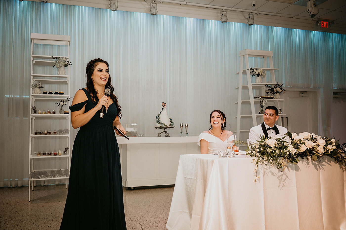 Maid of Honor Speech by Sweetheart table Lavan Venue Wedding Photography captured by South Florida Wedding Photographer Krystal Capone Photography