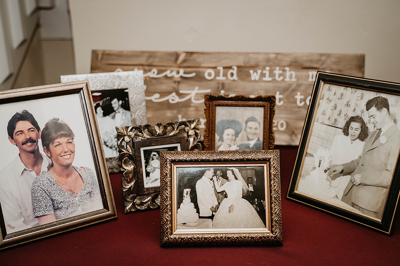 Personal Family picture history table Out of the Blue Celebrations Wedding Photography captured by South Florida Wedding Photographer Krystal Capone Photography 