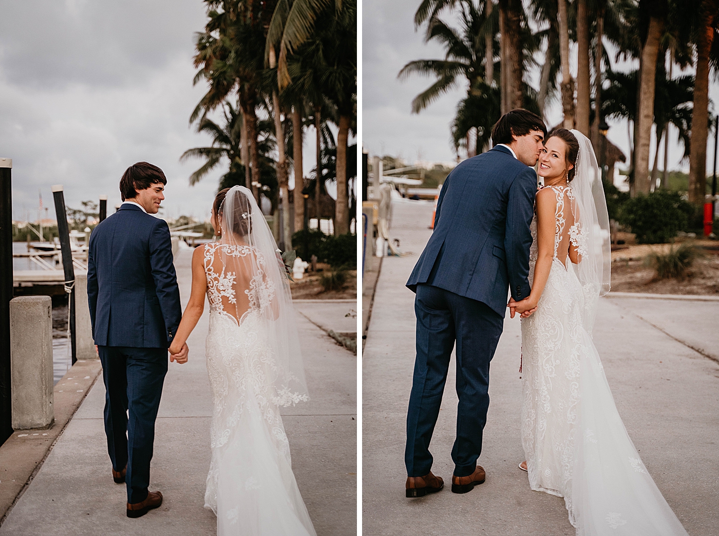 Bride and Groom holding hands and walking together Out of the Blue Celebrations Wedding Photography captured by South Florida Wedding Photographer Krystal Capone Photography 