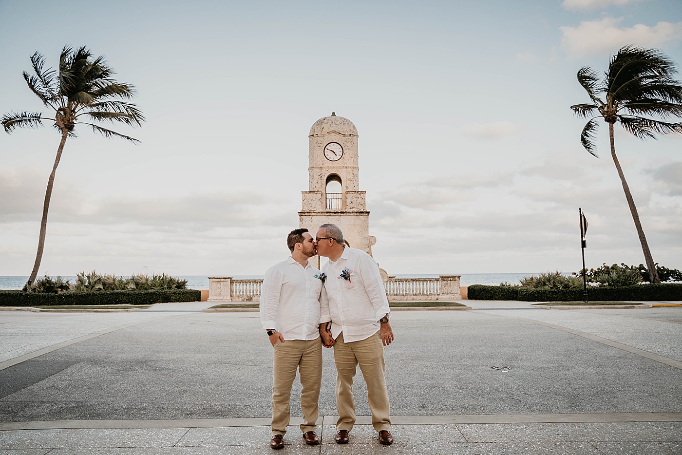 Grooms kissing portrait Palm Beach Elopement Photography captured by South Florida Photographer Krystal Capone Photography 