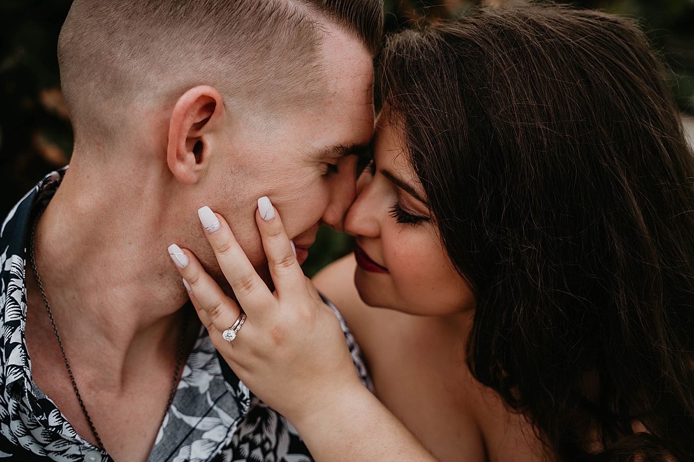 Closeup of couple about to kiss South Florida Beach Photography captured by Krystal Capone Photography