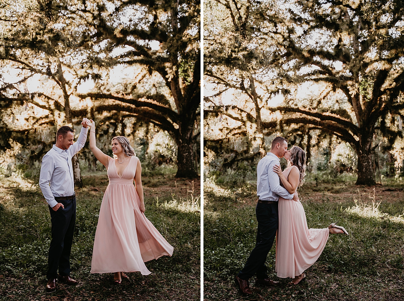 Couple doing a pirouette Riverbend Park Engagement Photography captured by South Florida Engagement 