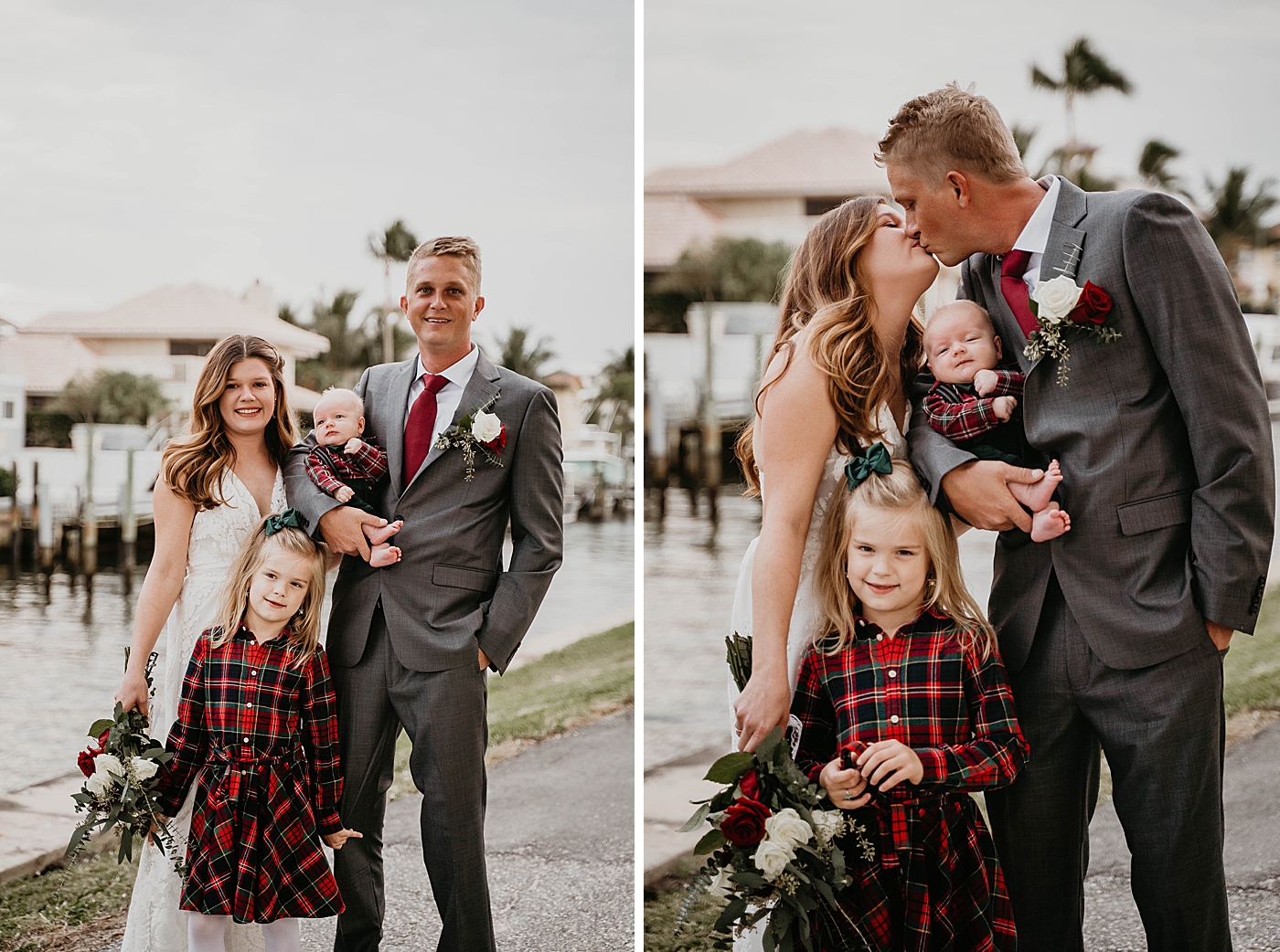 Bride and Groom with children Portraits South Florida Elopement Photography captured by Krystal Capone Photography