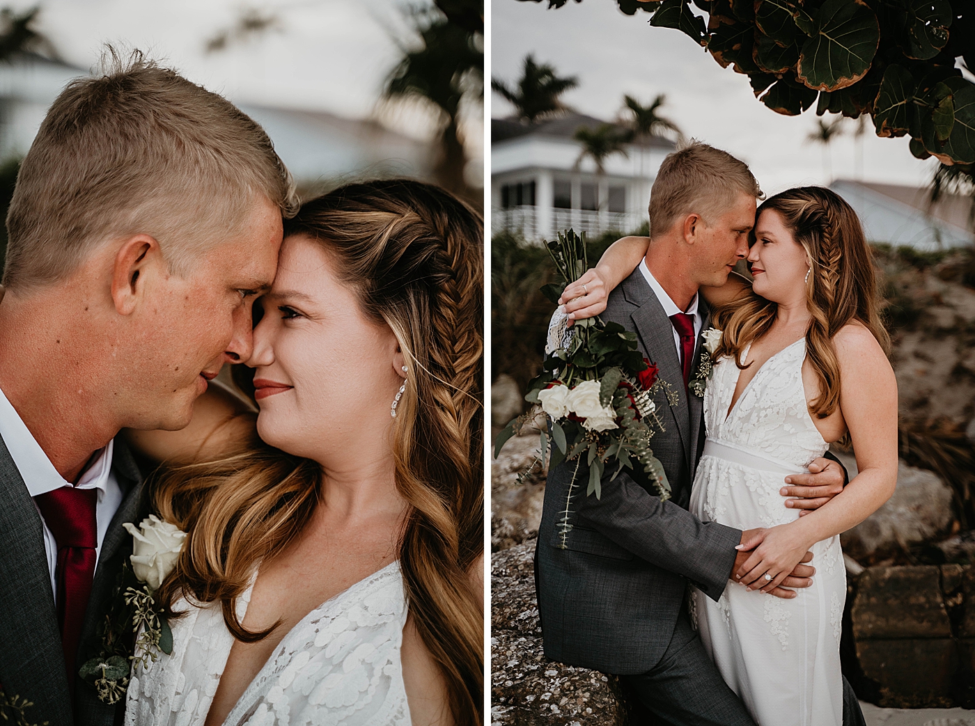 Bride and Groom nuzzling each other South Florida Elopement Photography captured by Krystal Capone Photography