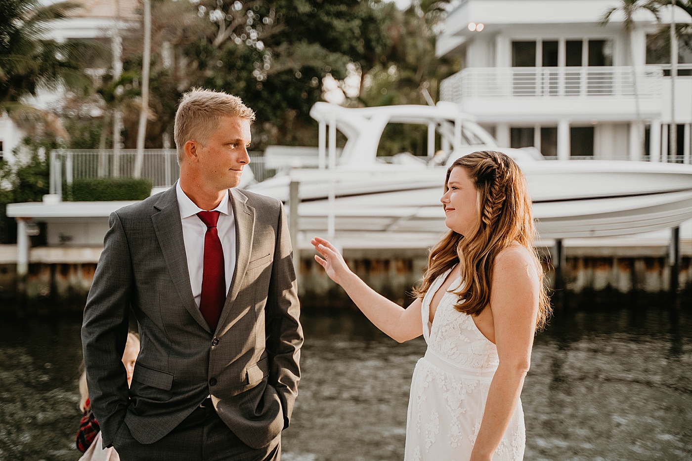 Bride and Groom having an emotional first look South Florida Elopement Photography captured by Krystal Capone Photography