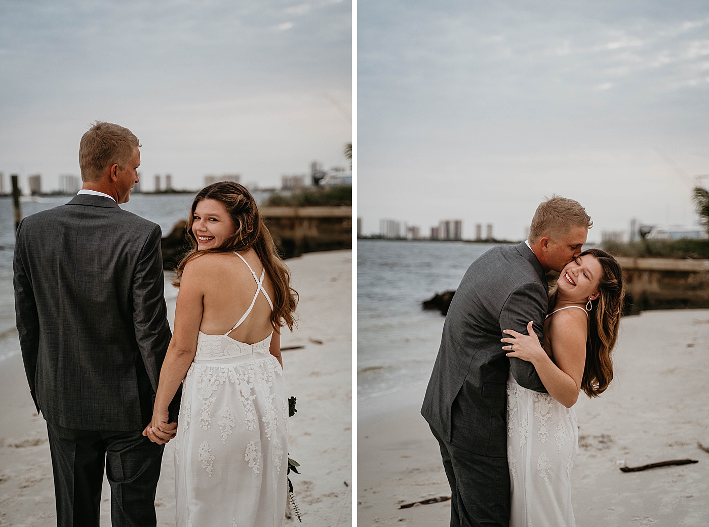 Bride and Groom holding hands having an intimate moment South Florida Elopement Photography captured by Krystal Capone Photography