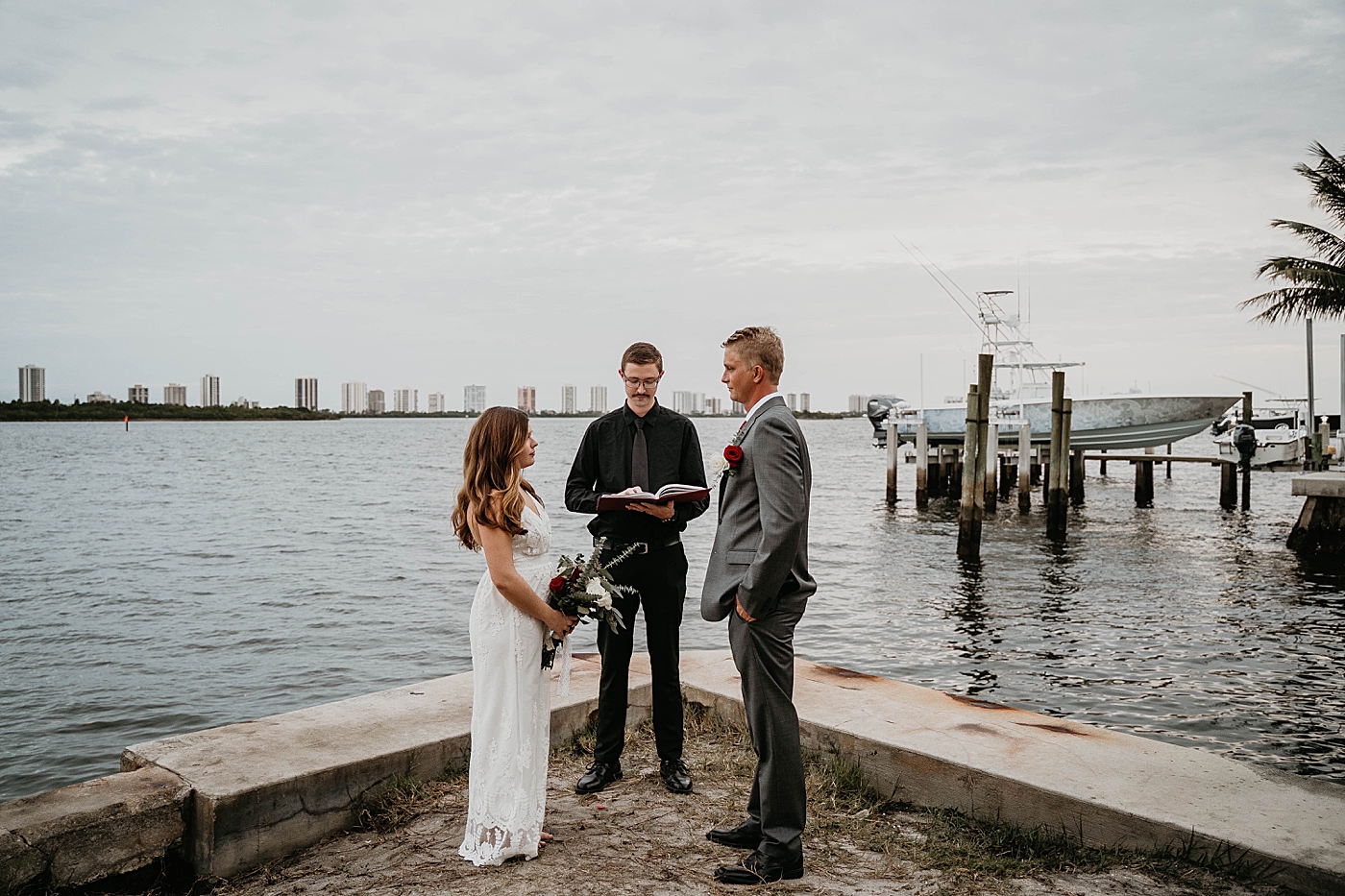 Eleopement Ceremony by the ocean side South Florida Elopement Photography captured by Krystal Capone Photography