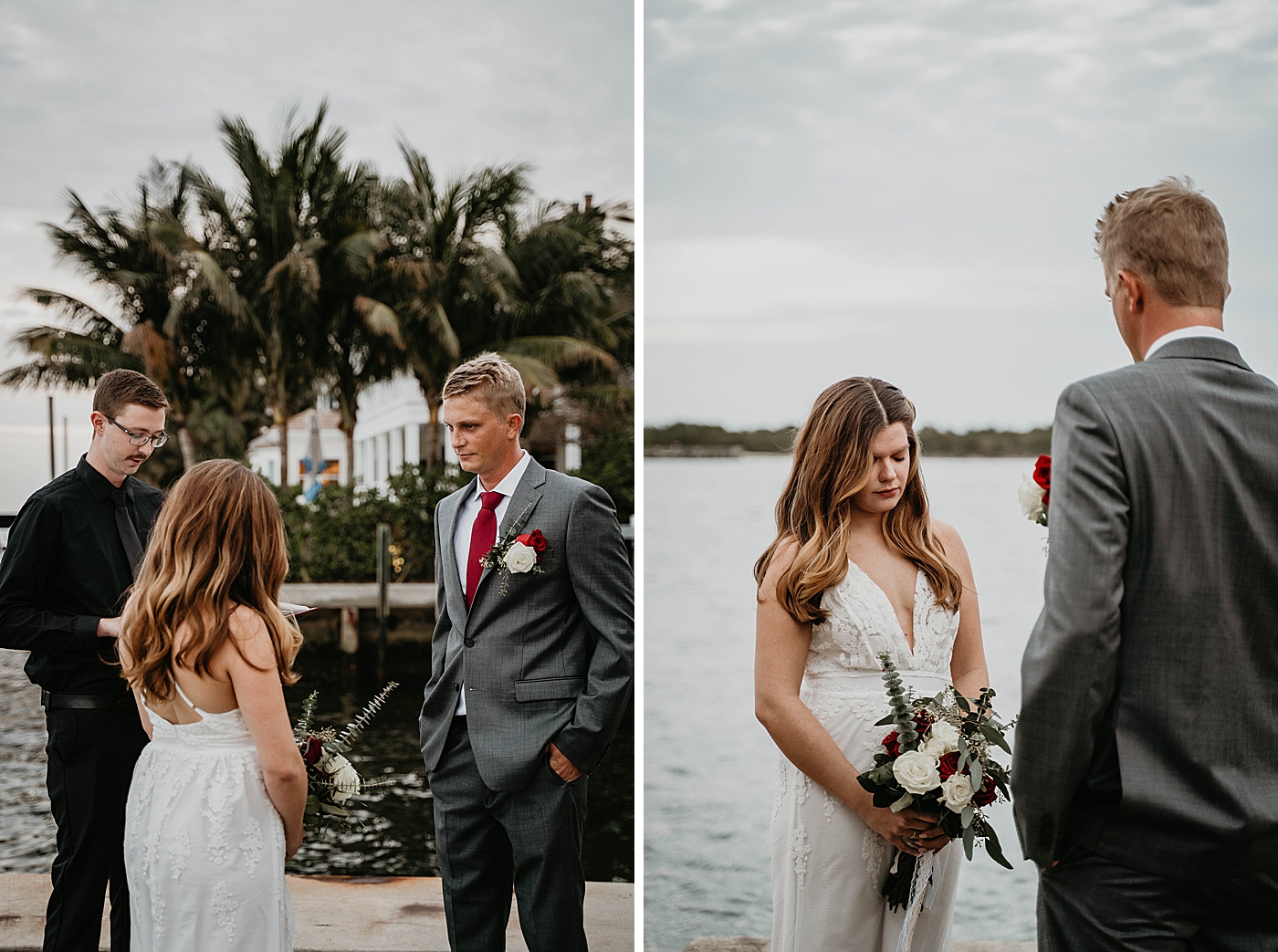 Bride and Groom exchanging vows South Florida Elopement Photography captured by Krystal Capone Photography