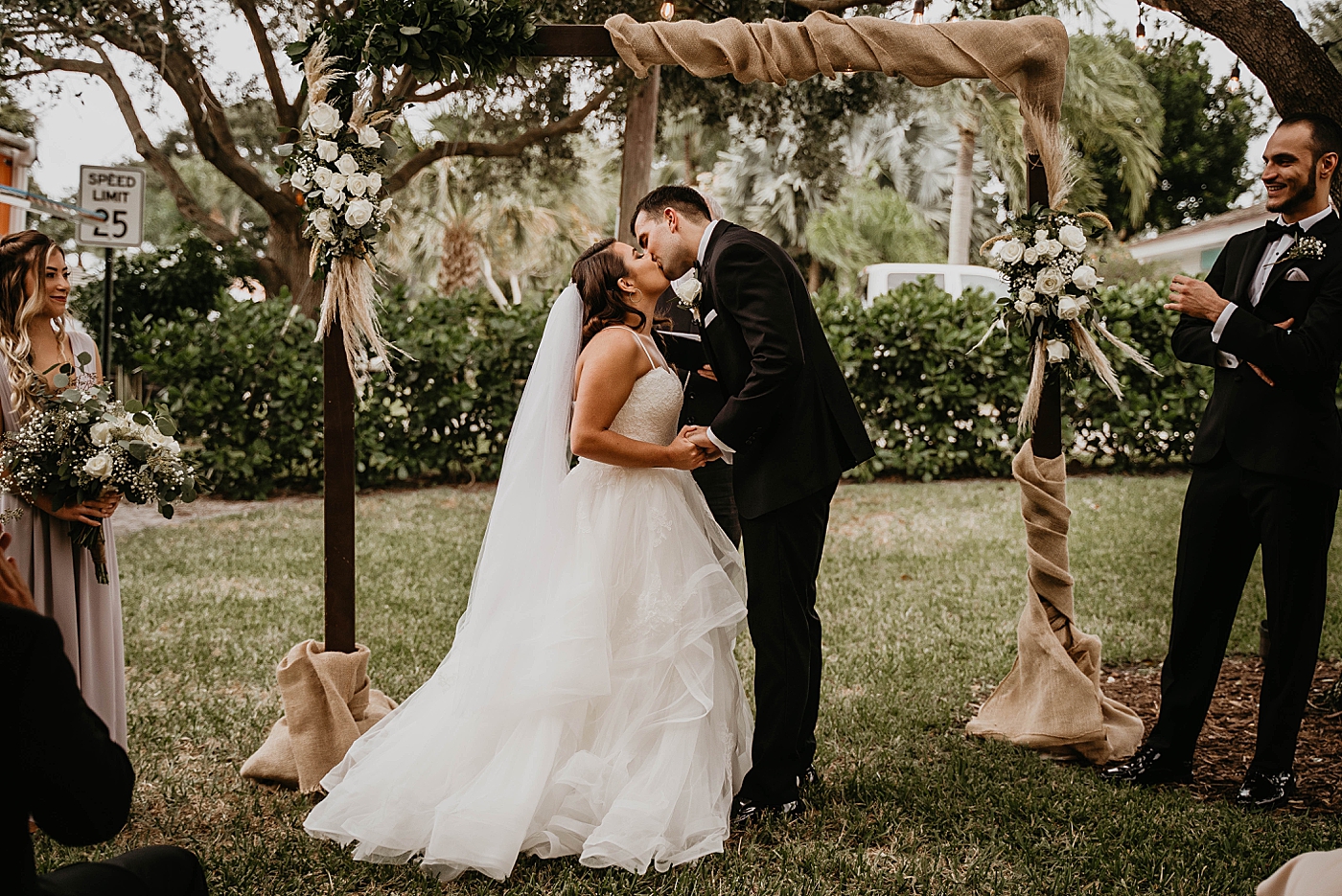 Bride and Groom just Married kissing Intimate South Florida Wedding Photography captured by Wedding Photographer Krystal Capone Photography