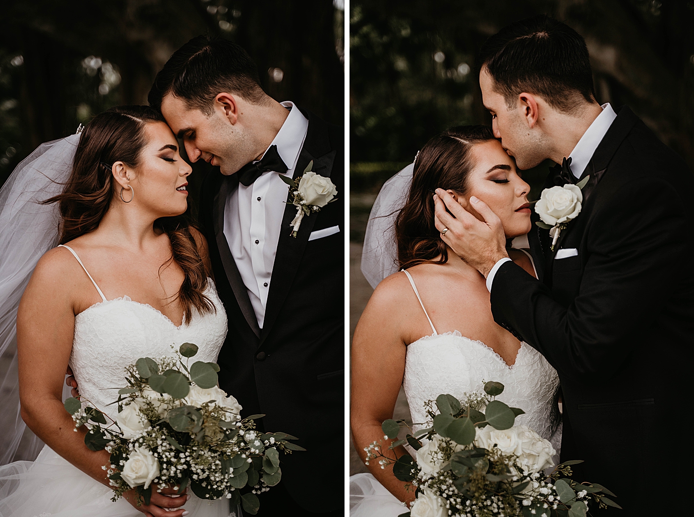 Bride and Groom nuzzling Intimate South Florida Wedding Photography captured by Wedding Photographer Krystal Capone Photography