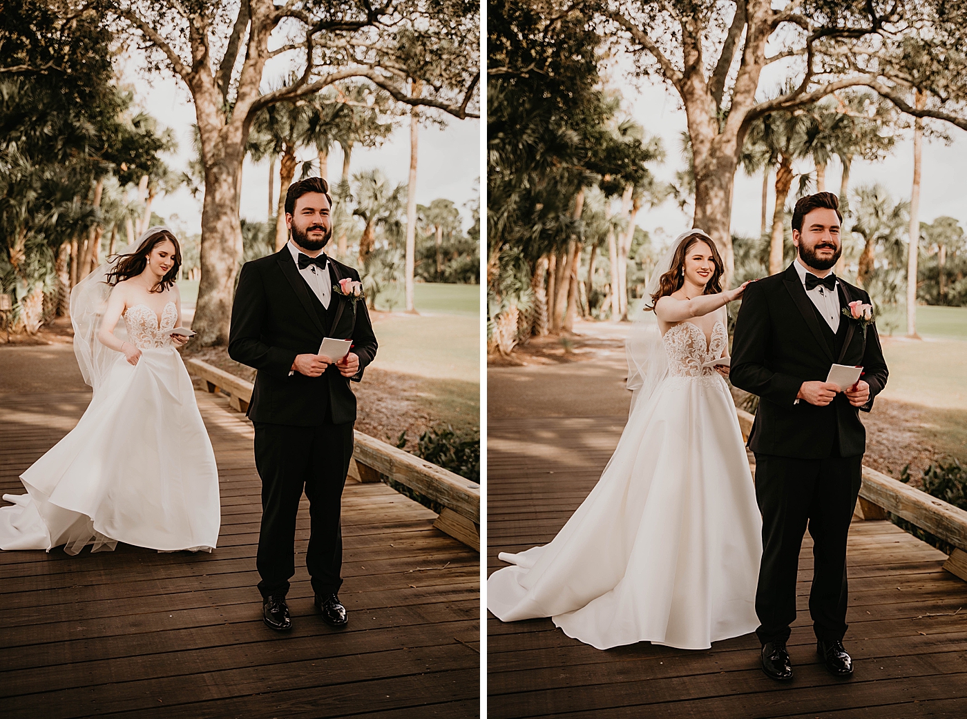 Bride approaching Groom and tapping him on his shoulder for first look Breakers West Wedding Photography captured by South Florida Wedding Photographer Krystal Capone Photography 