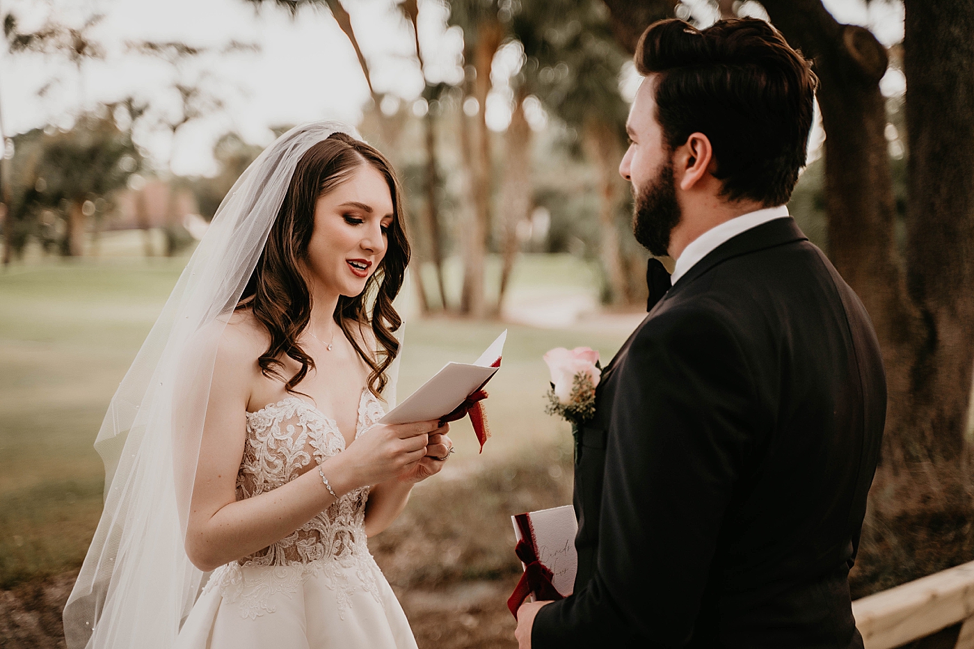 Bride sharing vows to Groom after First Look Breakers West Wedding Photography captured by South Florida Wedding Photographer Krystal Capone Photography 